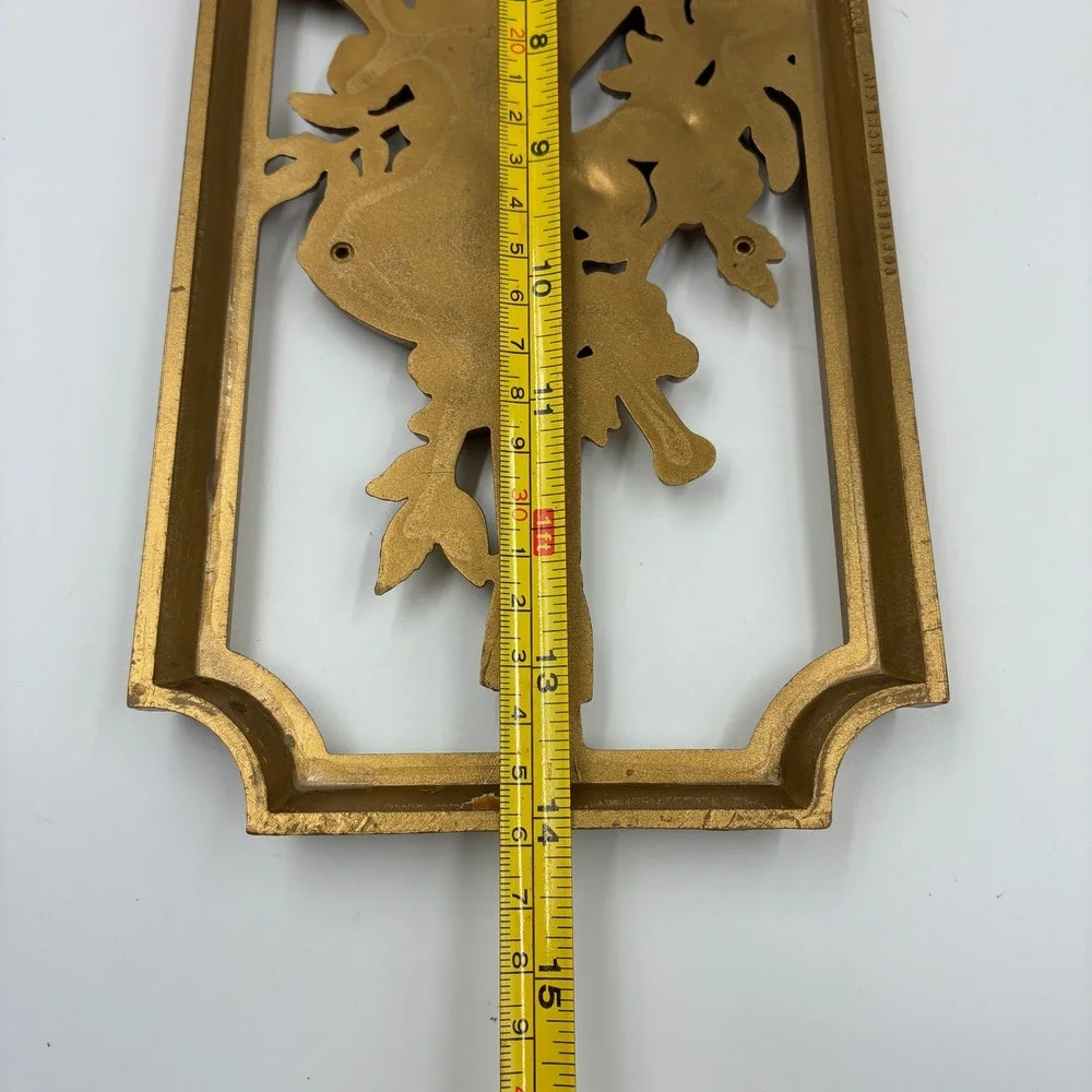 Vtg 1964 Burwood Products Gold‎ Musical Wall Plaques Pair USA MCM Plastic 14x5.5